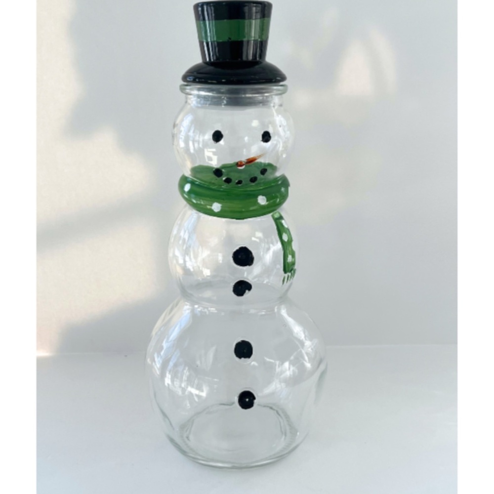Fillable Hand painted Glass Snowman
